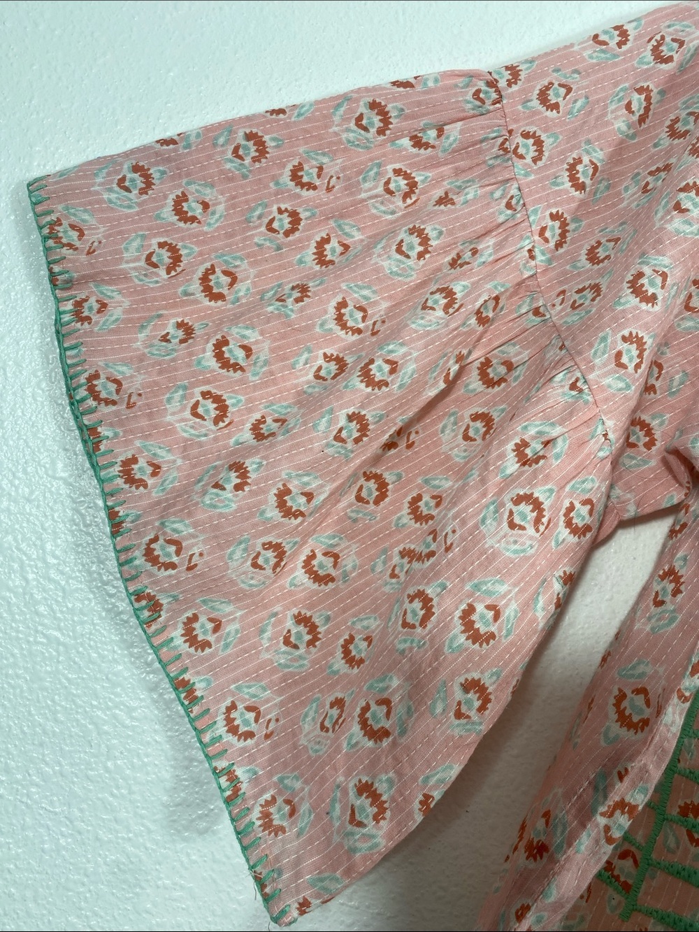 Sister Mary Elena Pink Green Embroidered Cotton Blouse Top Boho XS - Picture 5 of 16
